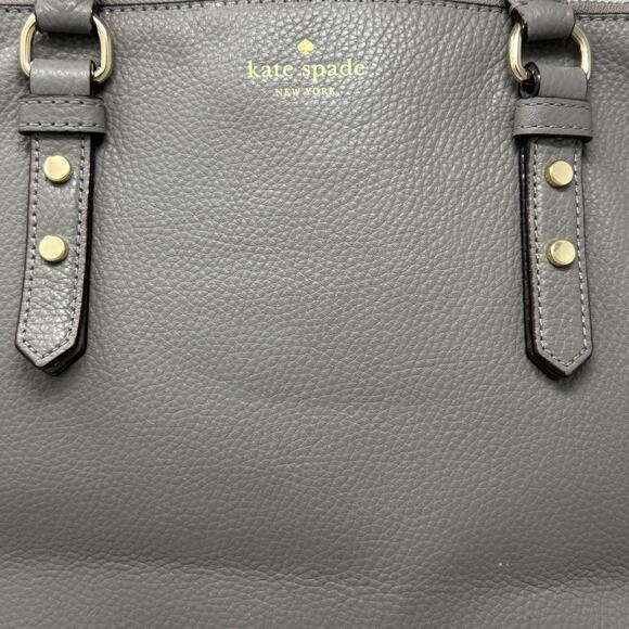 KATE SPADE Mulberry Street Gray Pebbled Leather Classic Handbag Purse READ - Picture 9 of 16